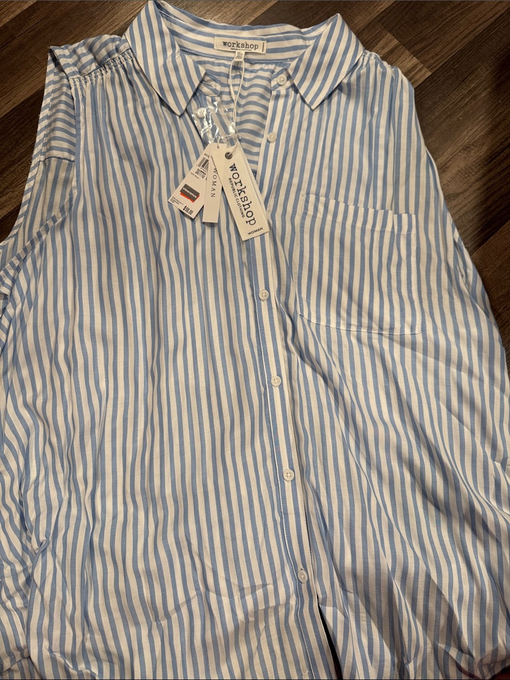 Workshop Republic Clothing Blue and White Striped Button-Up Blouse